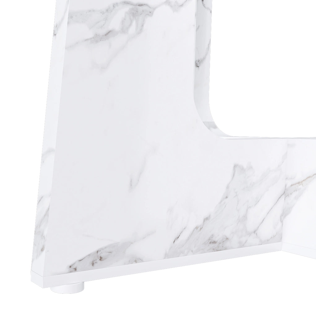 Tavolo da pranzo rotondo ? 120 x H 76 cm in MDF effetto marmo bianco