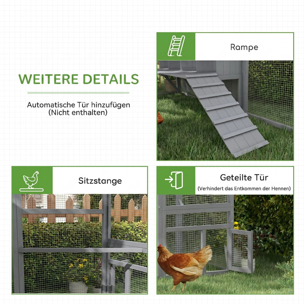 Pollaiolo per galline begehbar ¨C zephmum ¨C 280x185.5x188 cm Grigio