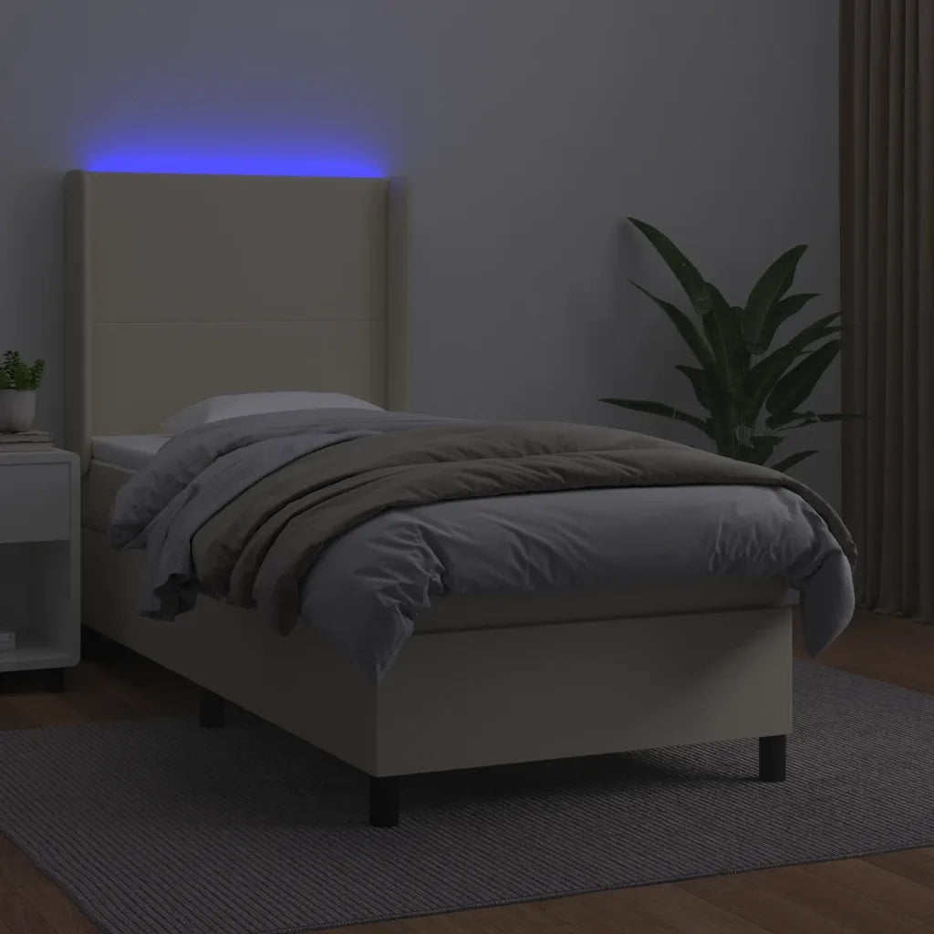 Giroletto a Molle con Materasso e LED Crema 100x200 cm 3139249