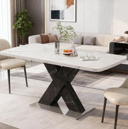 Tavolo da pranzo allungabile 120-160x80 cm bianco e nero