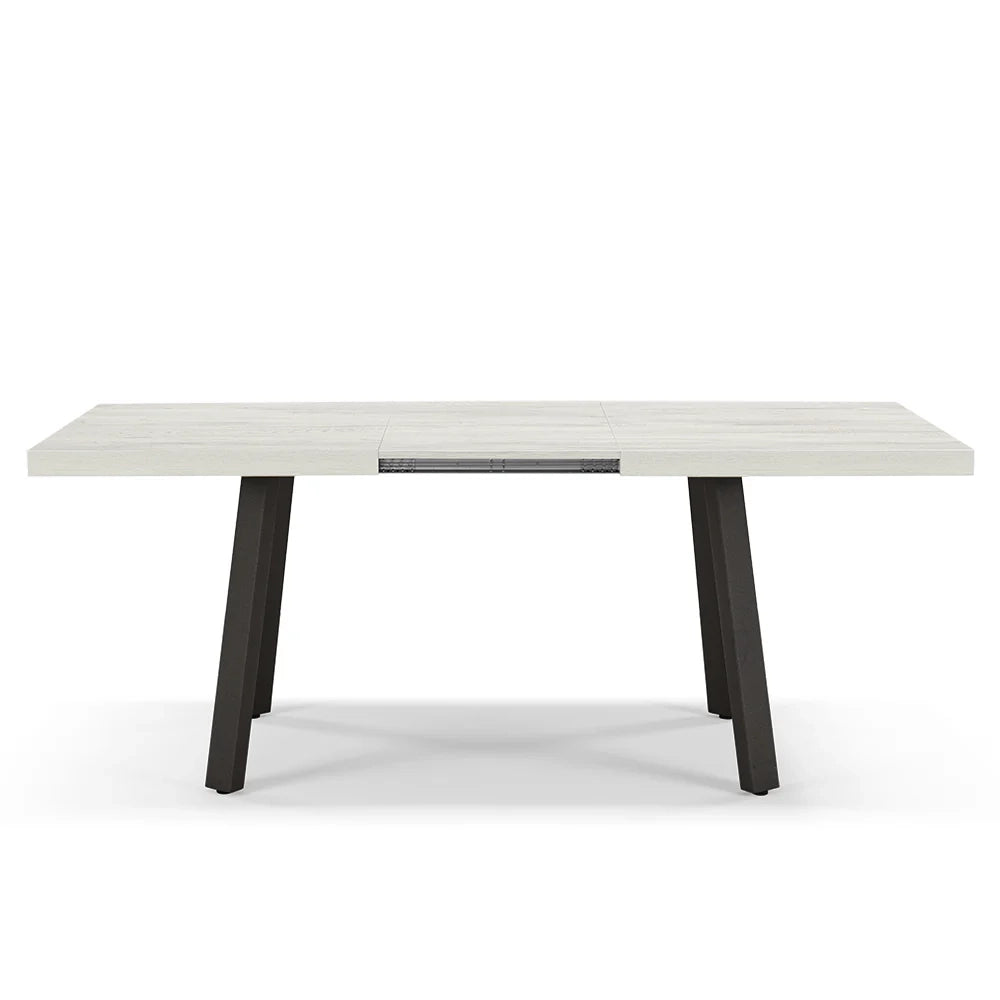 Tavolo allungabile da pranzo145x85 modello MIRO’ fino a 195 CM per sala da pranzo, cucina e soggiorno, design moderno con top in melaminico, colore Quercia Bianco