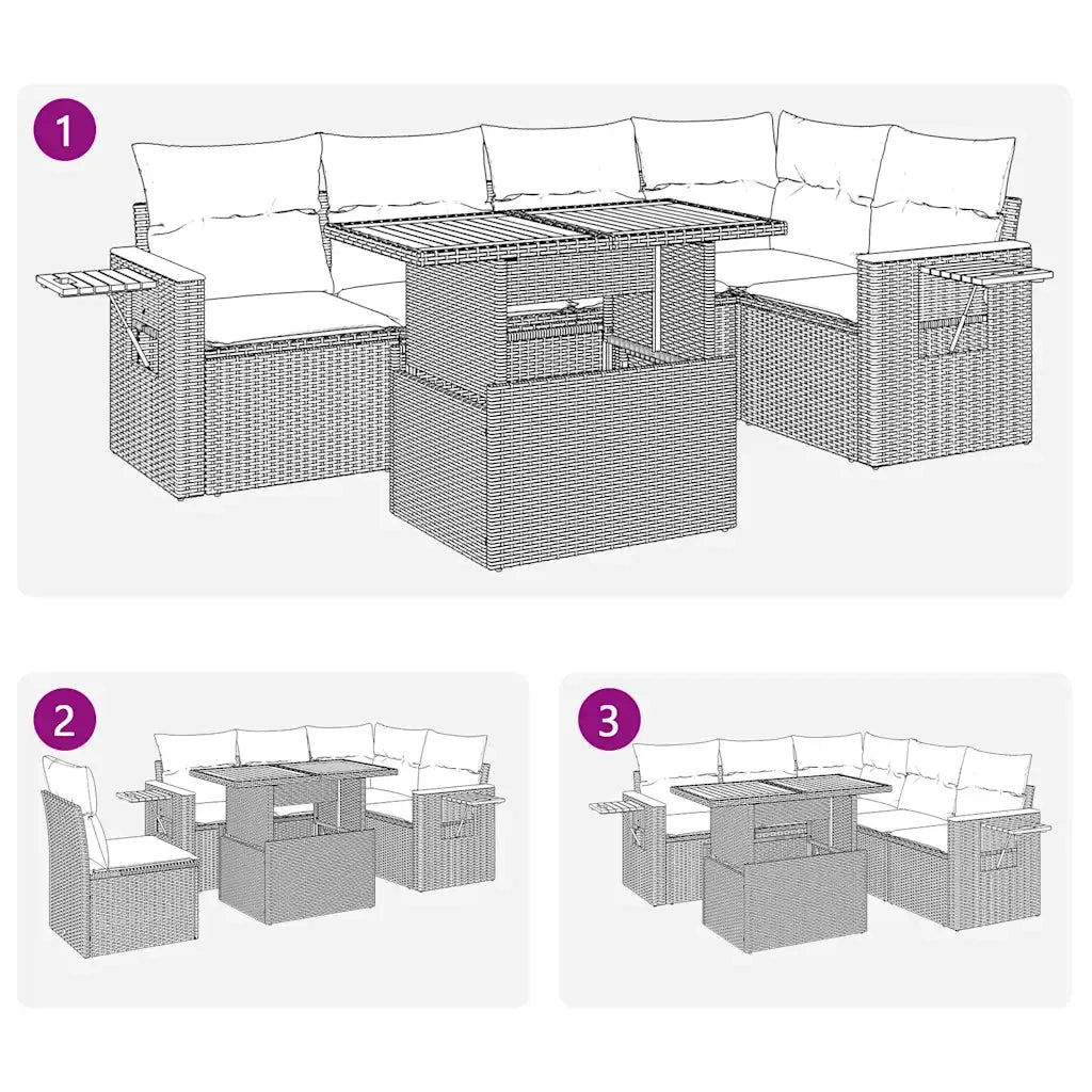 vidaXL Set Divano da Giardino 6pz con Cuscini Grigio Polyrattan Acacia