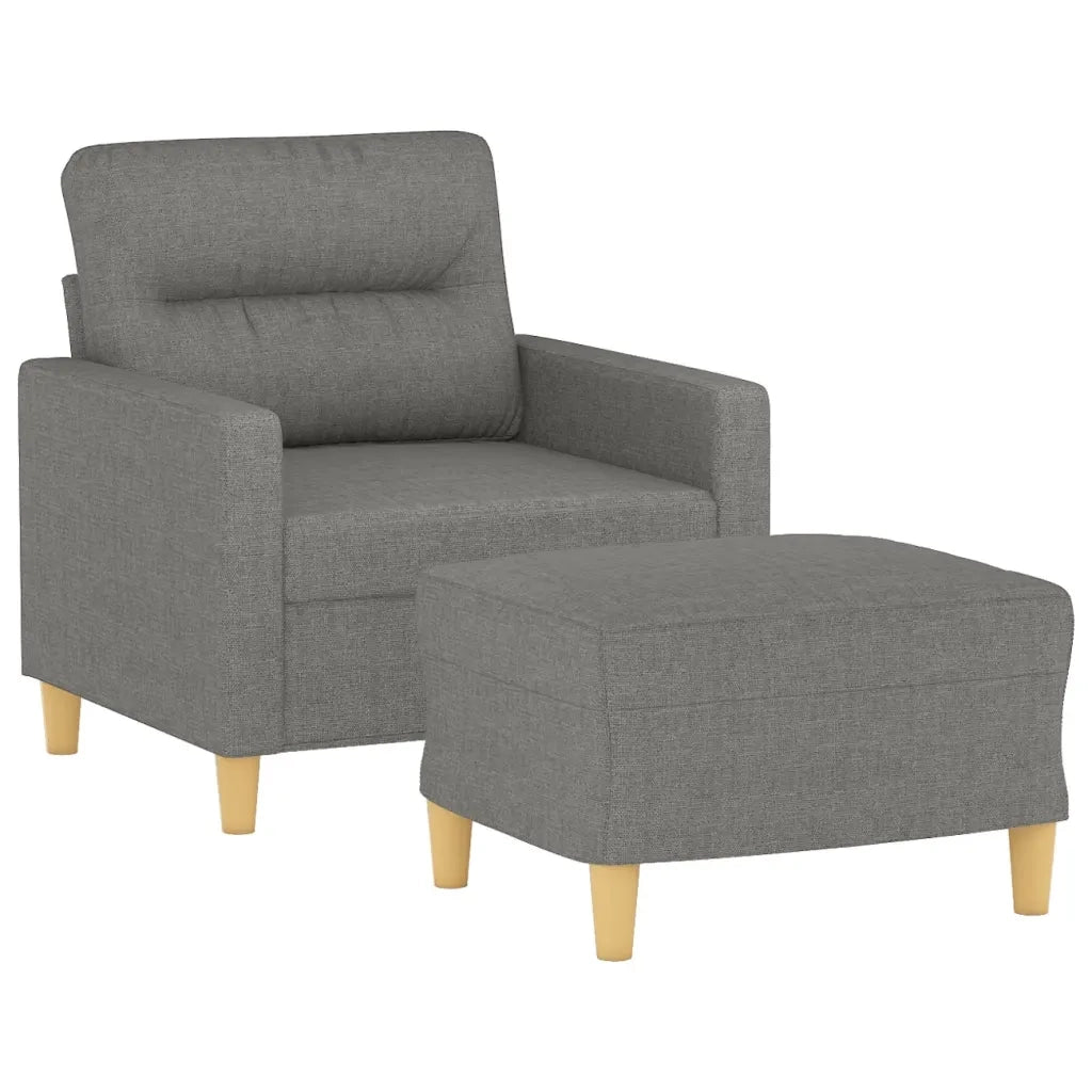 Poltrona con Poggiapiedi Grigio Scuro 60 cm in Tessuto 3153414
