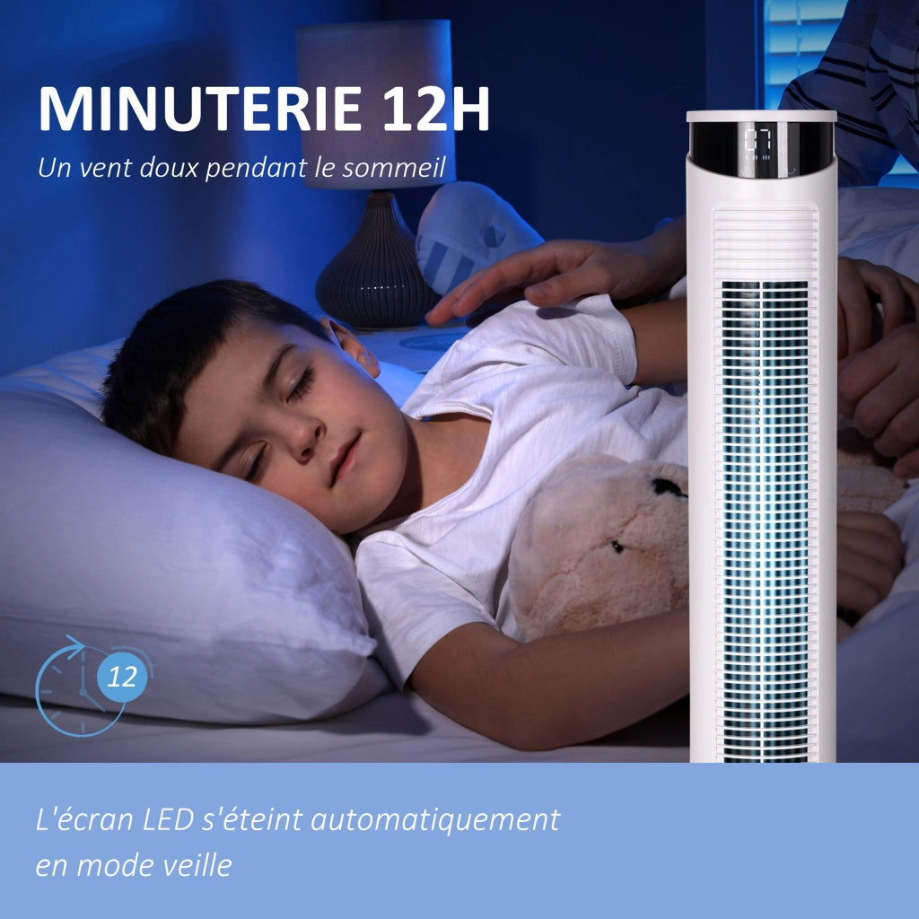 Ventilatore a colonna con telecomando e timer 12h ¨C zephmum ¨C bianco 31.5x93 cm