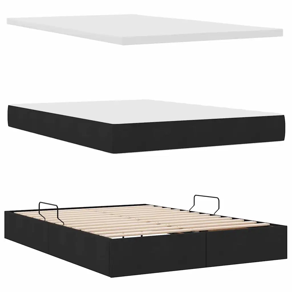 Letto con contenitore e materasso Nero 140 x 200 cm Poliestere 3370232