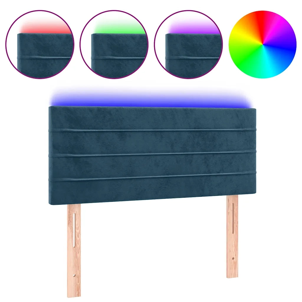 Testiera a LED-Testata con LED Blu Scuro 100x5x78/88 cm in Velluto 487037