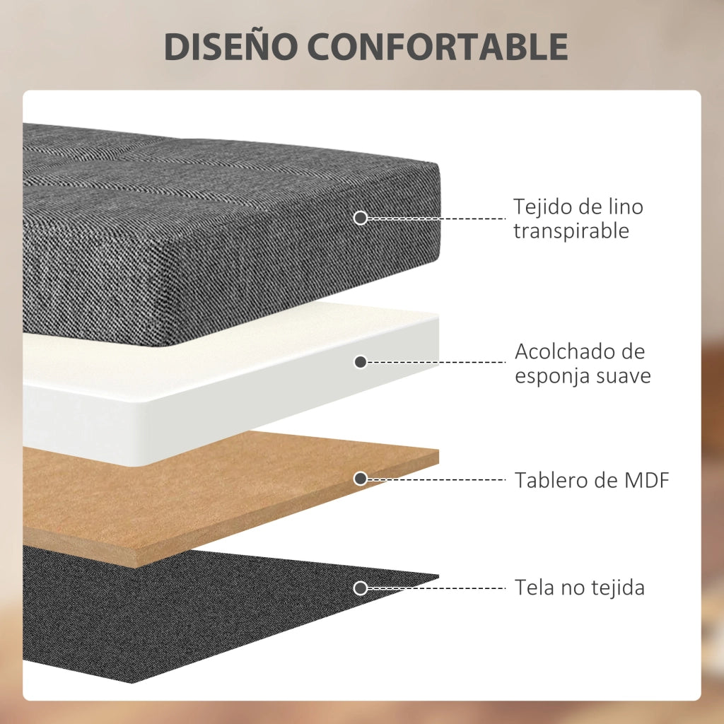 Letto contenitore imbottito ¨C zephmum ¨C grigio scuro 76x38x38 cm