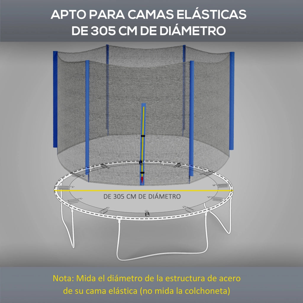 Trampolino Elastico con Rete di Sicurezza ¨C zephmum ¨C Blu e Nero ?305 cm