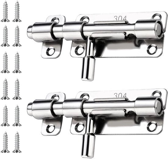 Blocco di sicurezza a scorrimento 2 pezzi - Blocco di sicurezza in acciaio inossidabile - Duraturo - Resistente alla corrosione - Facile da installare - Adatto per porte e finestre - Blocco di sicurezza per porte