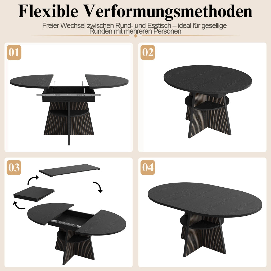 TAVOLO allungabile 110-150 x 110 x 76 cm Nero MDF