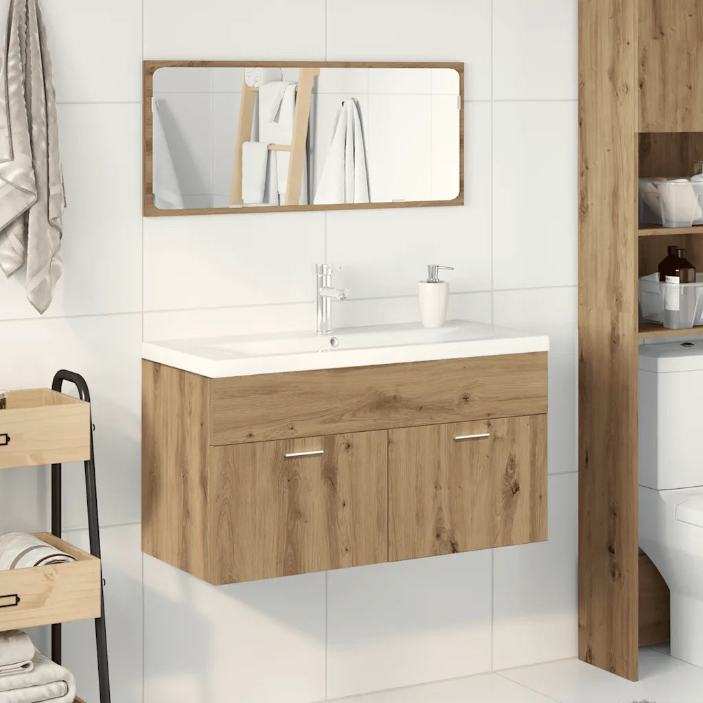 vidaXL Set Mobili da Bagno 3 pz Rovere Artigianale Legno Multistrato