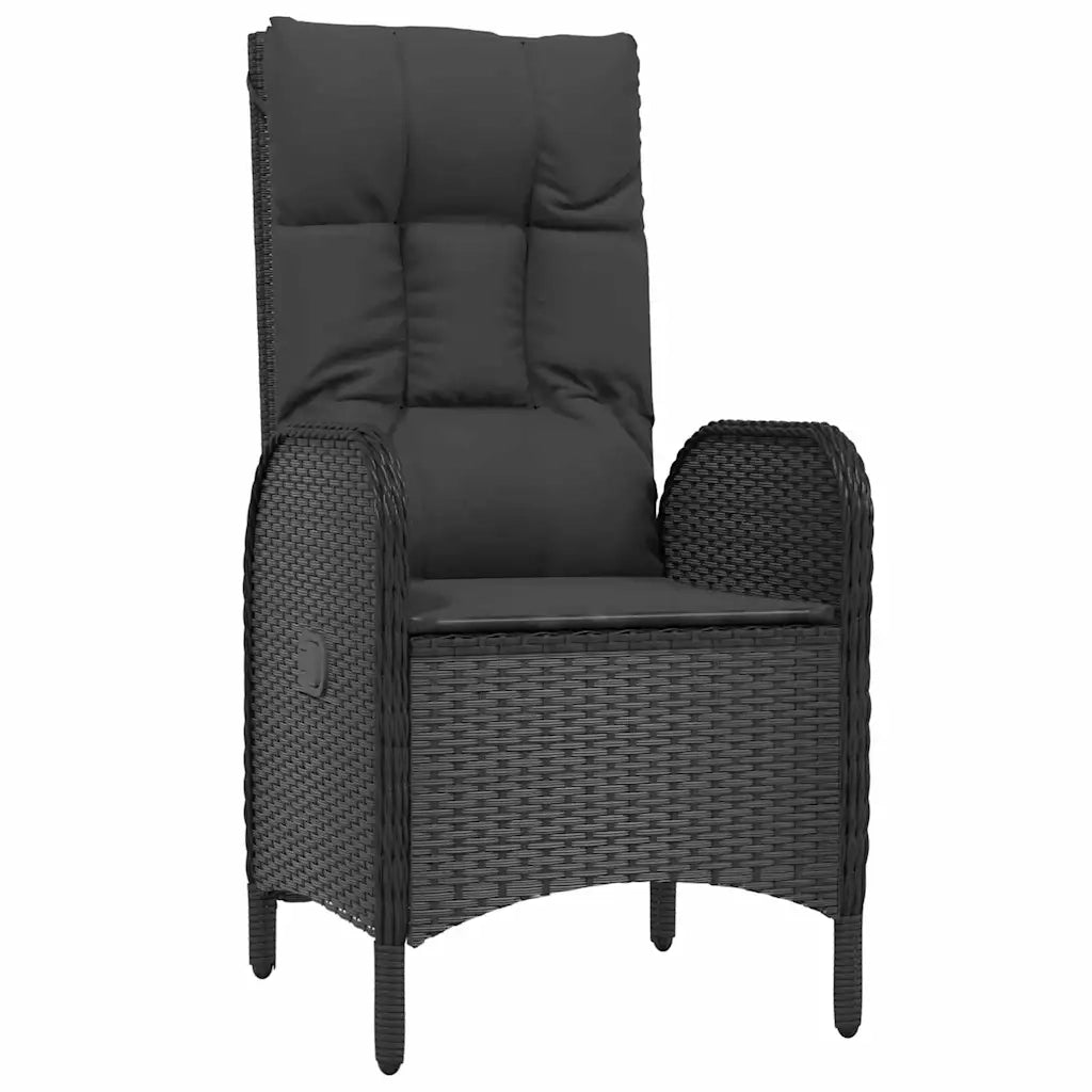 Set da Pranzo per Giardino con cuscino 5 pcs Nero polyrattan