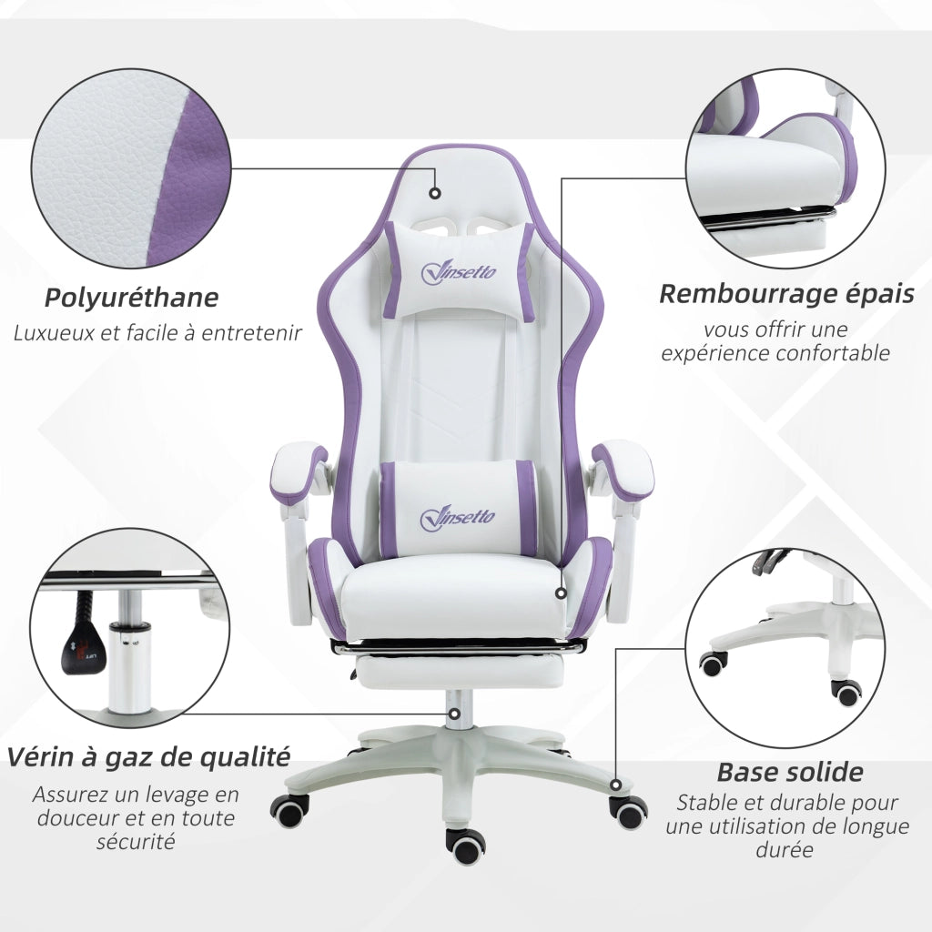 Poltrona Gaming Ergonomica ¨C Zephmum ¨C Bianco 65x65x121-129 cm