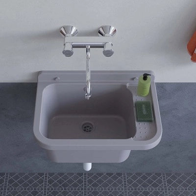 Pilozzo sospeso grigio 60x34 cm per esterno in resina con portasapone
