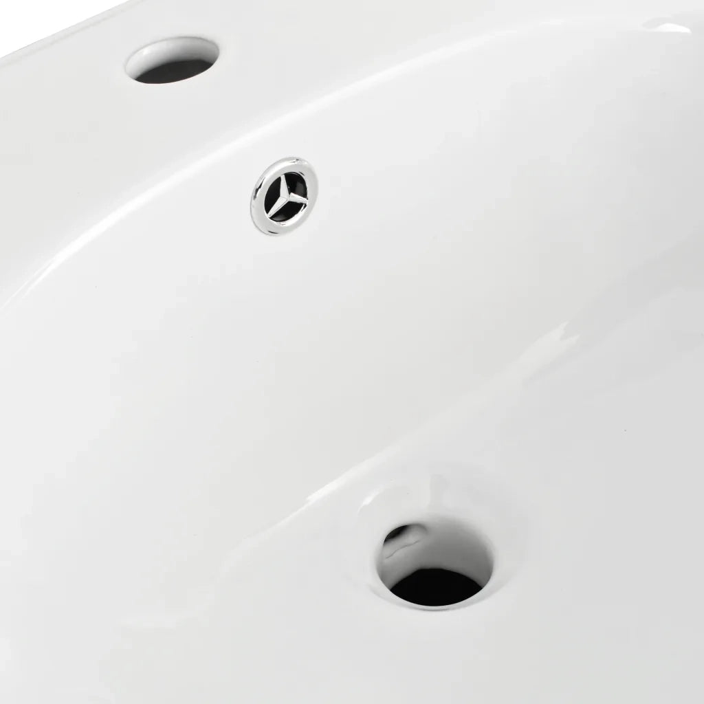 vidaXL Lavabo a Parete in Ceramica Bianco 690x520x210 mm
