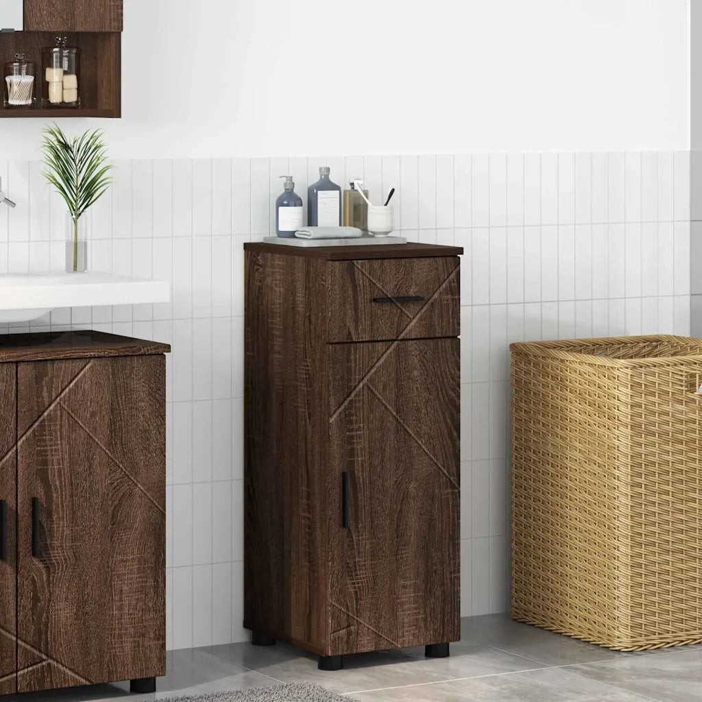 Mobile da Bagno | Armadio da bagno con cassetto Rovere Marrone 30 x 35 x 80 cm