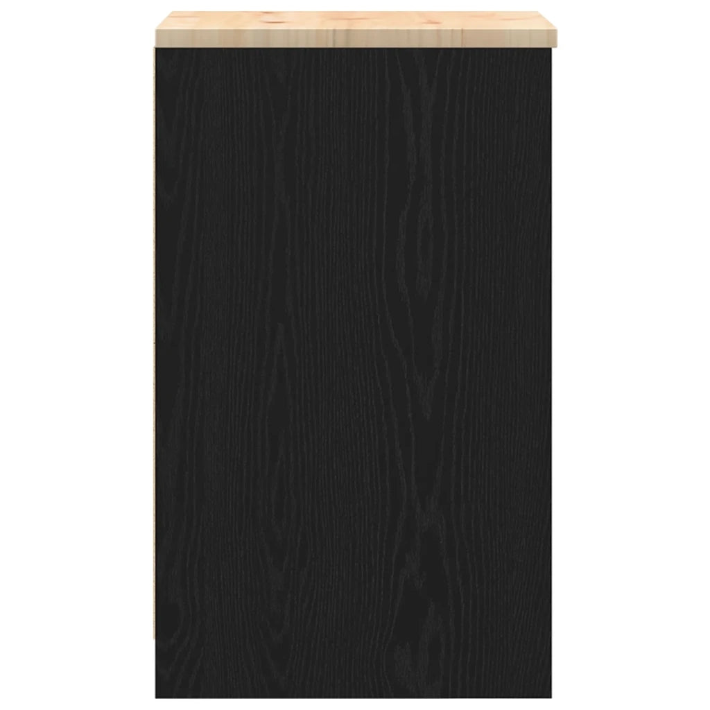 Armadietto da Garage Nero 40x51x85 cm in Legno Massello di Pino