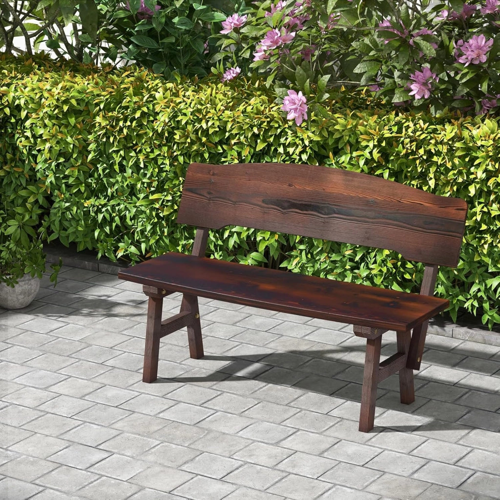 Panchina da giardino in legno, con schienale, per esterni, resistente alle intemperie, portata fino a 325 kg, per balcone, giardino, terrazza, 120 x 51 x 78 cm