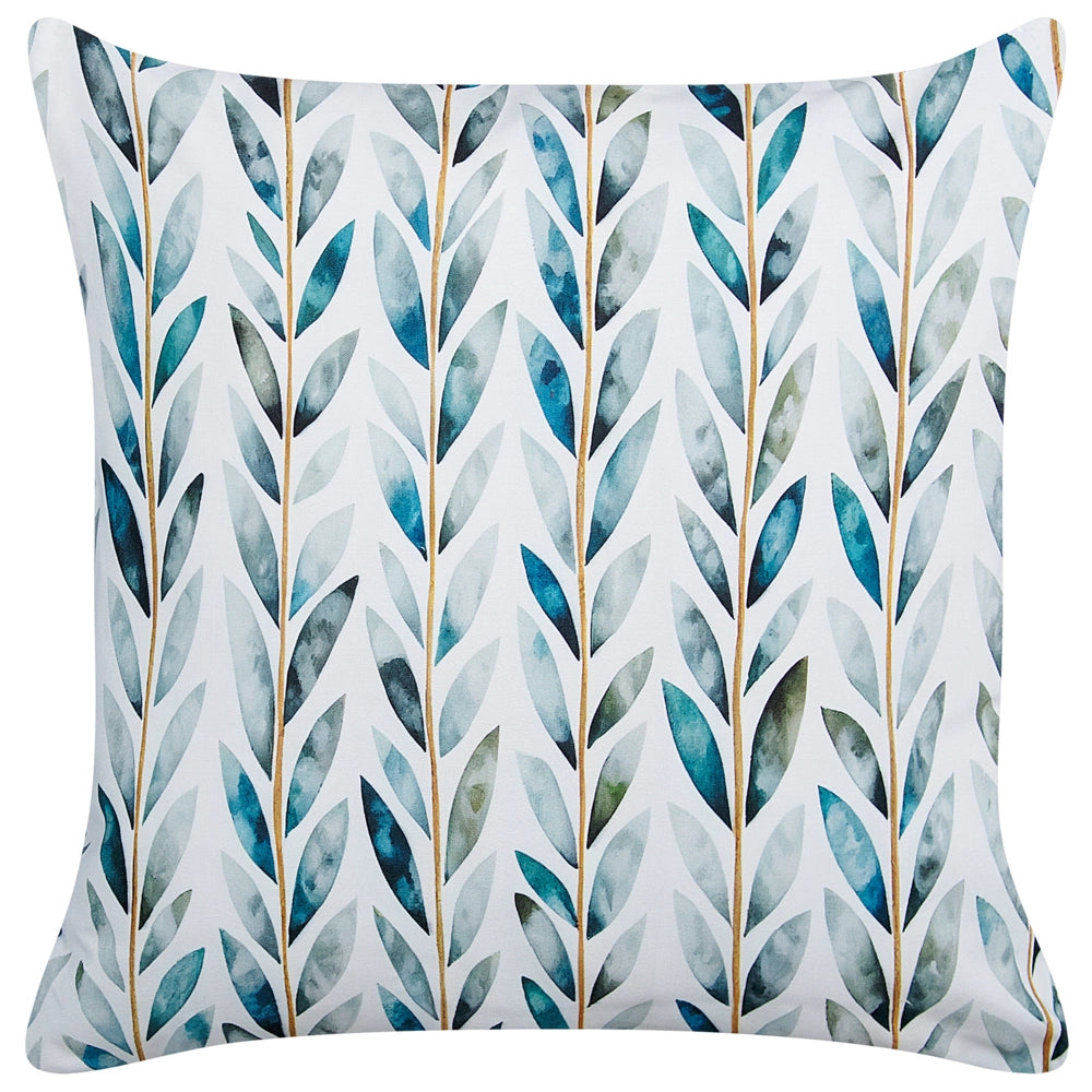 Set di 2 cuscini da giardino in poliestere bianco e verde 45 x 45 cm Motivo a foglie quadrate Design moderno Cuscino decorativo