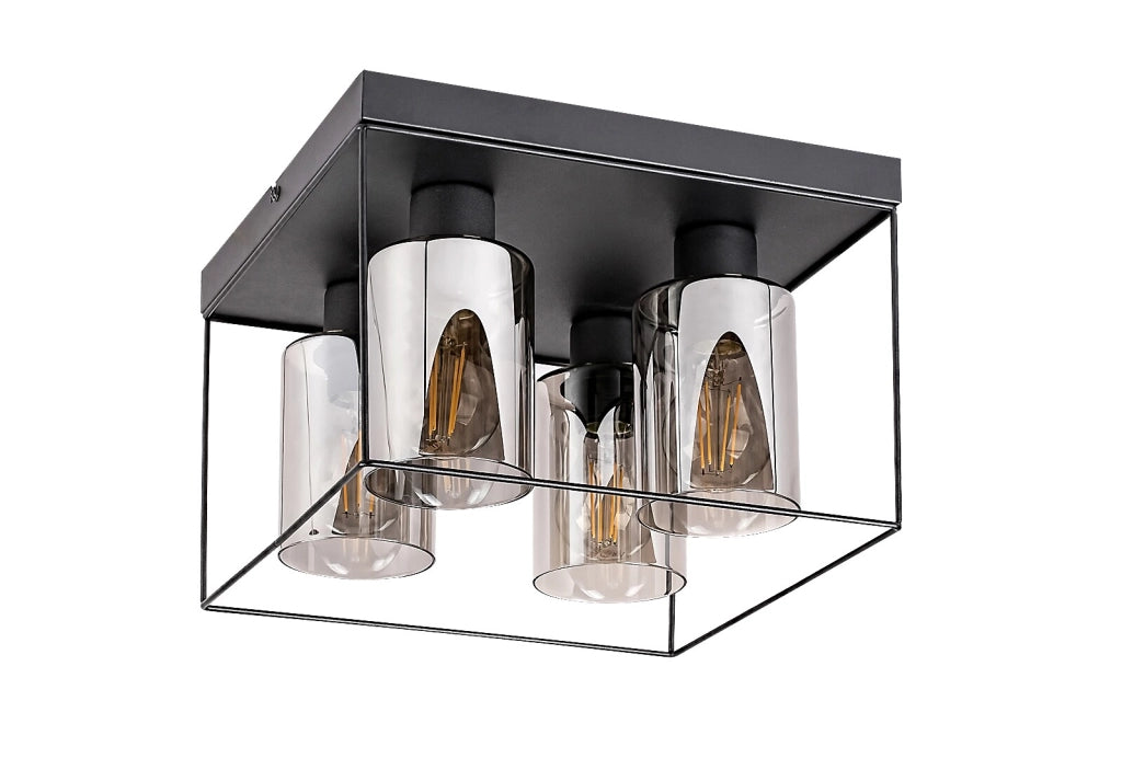 Plafoniera Rabalux Chadwick 4xE27 metallo nera fumé 30cm
