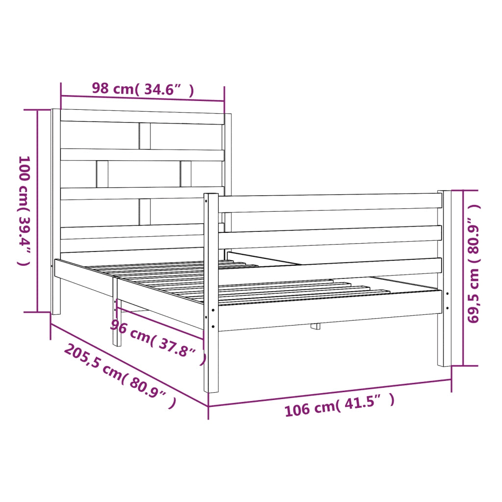 Giroletto-Struttura Letto in Legno Massello di Pino 100x200 cm 301533