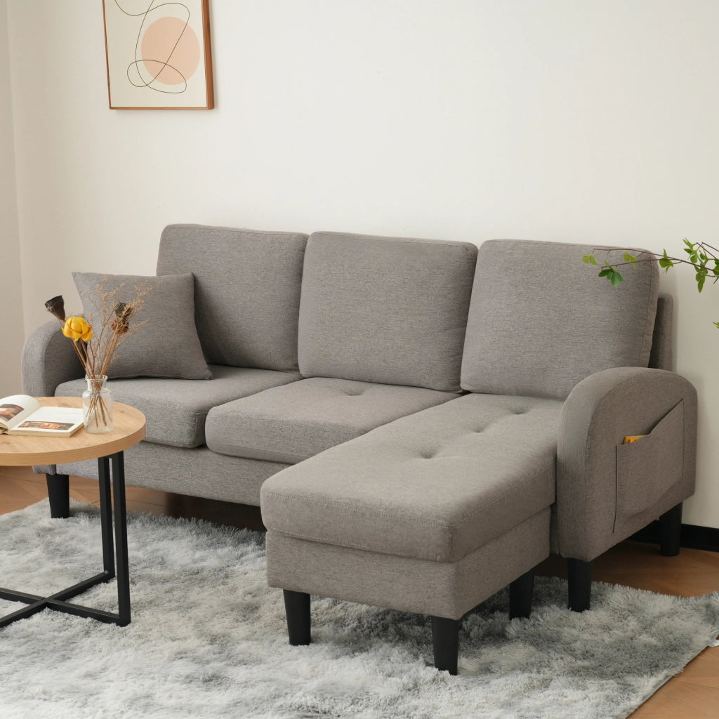 Divano angolare modulare con chaise longue 166 x 118 x 77 cm; grigio scuro