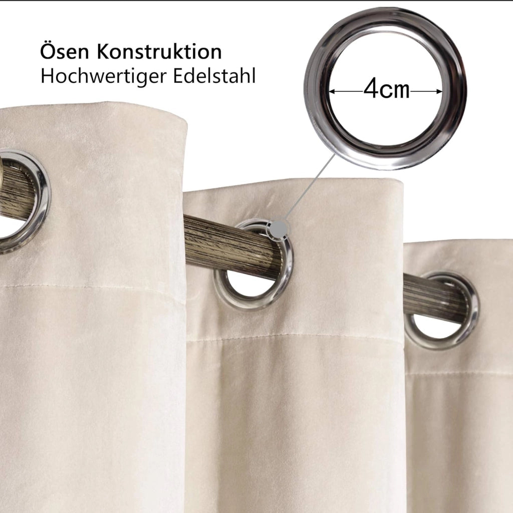 Tende Oscuranti con Occhielli Tende Termiche Opache in Velluto 300 g/m² per Soggiorno Camera da Letto 1 Pannello Beige 140x225 cm