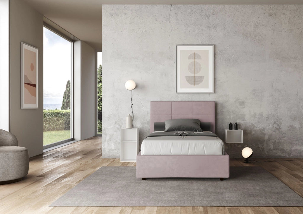 Letto 1 Piazza e Mezzo 120x200 cm con Rete e Contenitore Mika Glicine