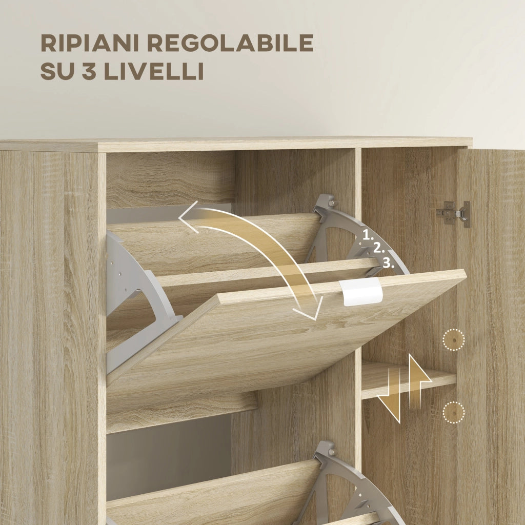 Armadio Scarpiera con Specchio ¨C Zephmum ¨C Rovere 82x30x168cm