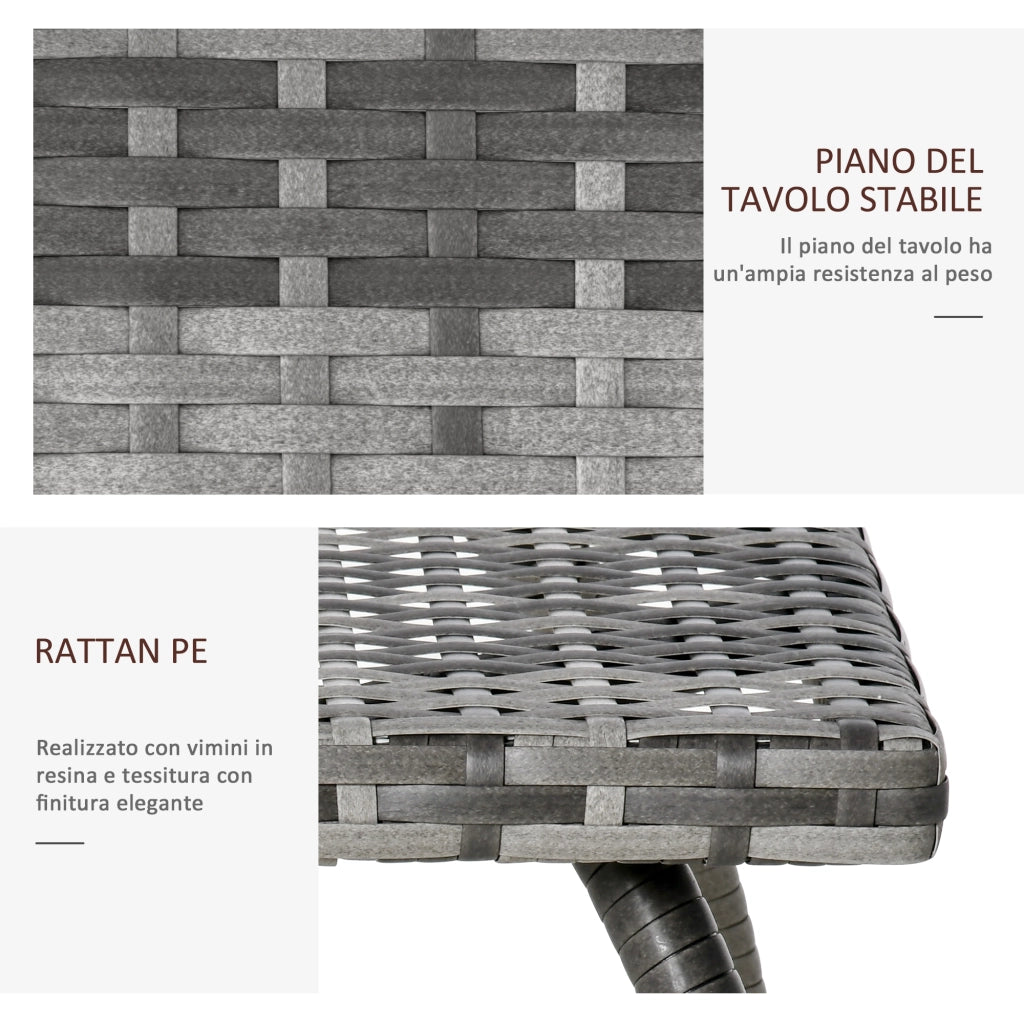 EasyComfort Tavolino in Rattan Sintetico da Esterno e Giardino Grigio