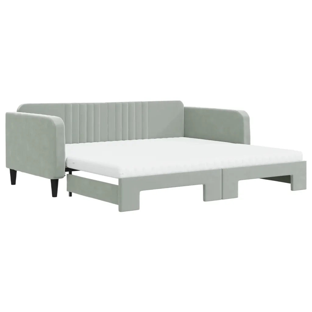 Divano Letto Estraibile Materassi Grigio Chiaro 100x200 Velluto 3197094