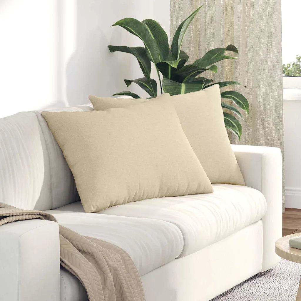 Cuscini da Divano 2 pz-Set di 2 Cuscini per Sofa Crema 70 x 50 cm Tessuto 183239