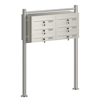 Cassetta postale condominiale autoportante, 6 posti, acciaio inox, 945 x 270 x 1200 mm, 2 moduli