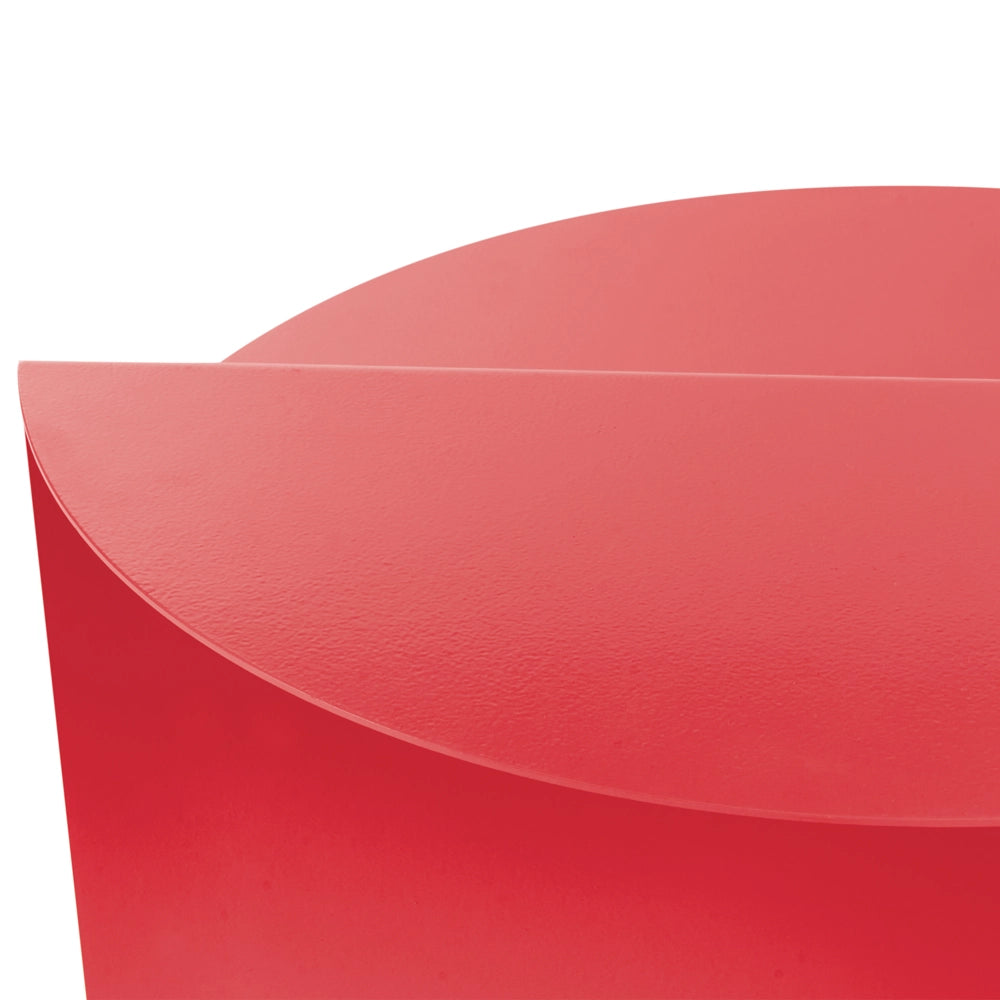 Tavolino basso rotondo in metallo rosso soggiorno elegante