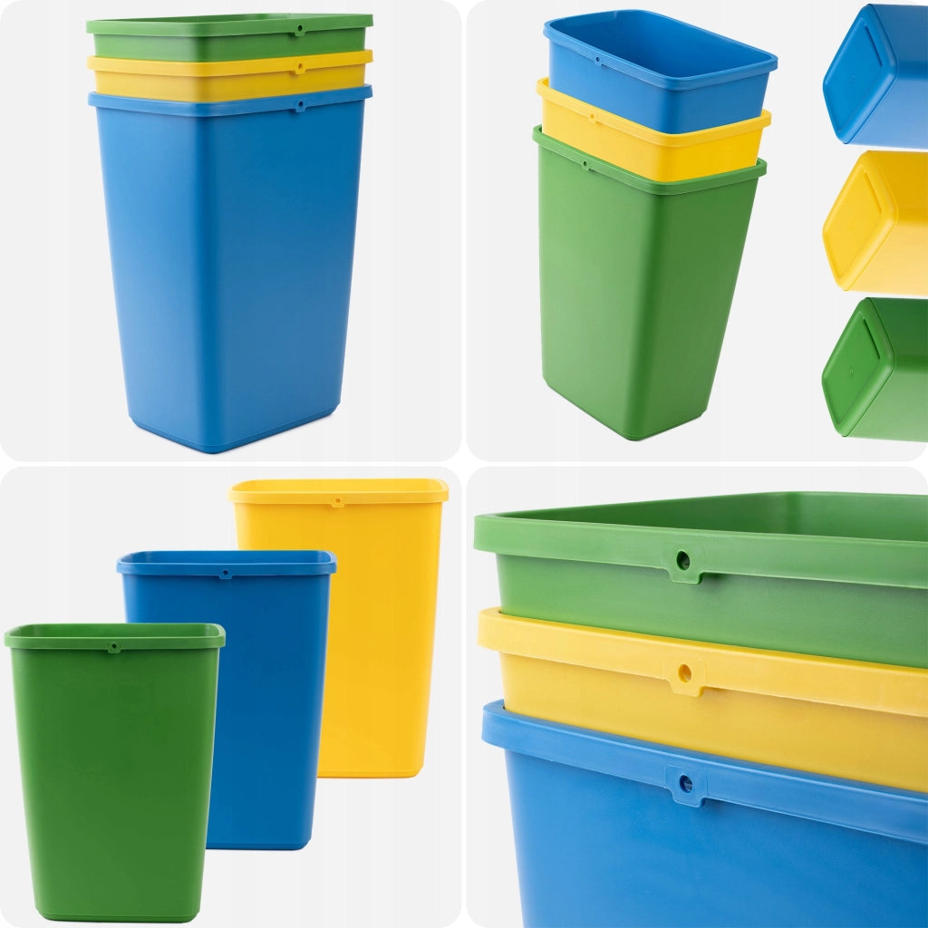 Set di 3 contenitori per la raccolta differenziata KADAX da 12 litri.