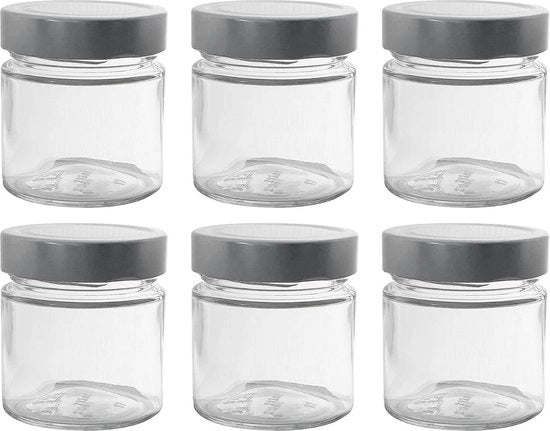 Set di 6 contenitori per erbe 212 ml profondo argento con coperchio - contenitori per conserva vasi per conserva con tappo