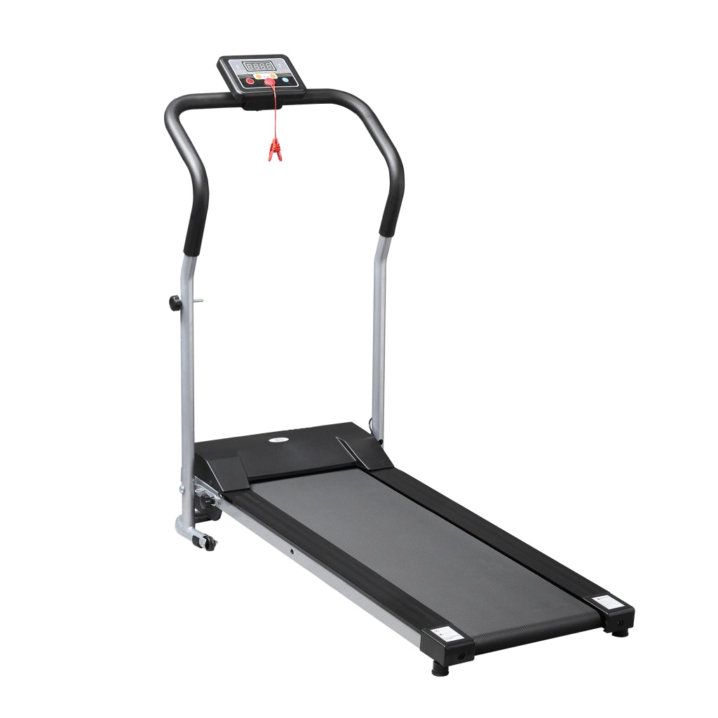 Tapis Roulant Elettrico Pieghevole, Tapis Roulant Elettrico Portatile 1.25HP con Schermo LCD, Velocit¨¤ 1-10 km/h, Ruote, Allenamento per Casa, Ufficio, Palestra, Nero e Grigio