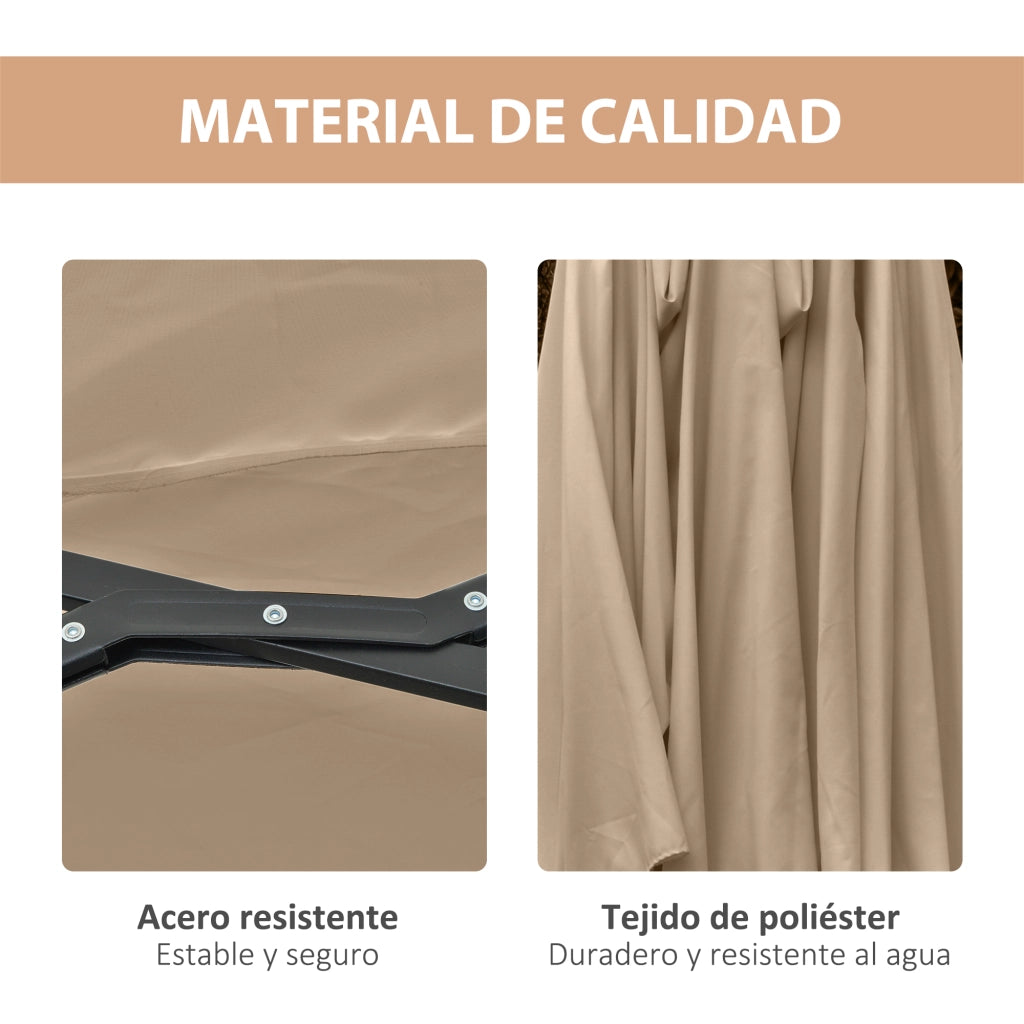 Ombrellone doppio 450x265x240 cm con luci LED e manovella ¨C zephmum ¨C caqui