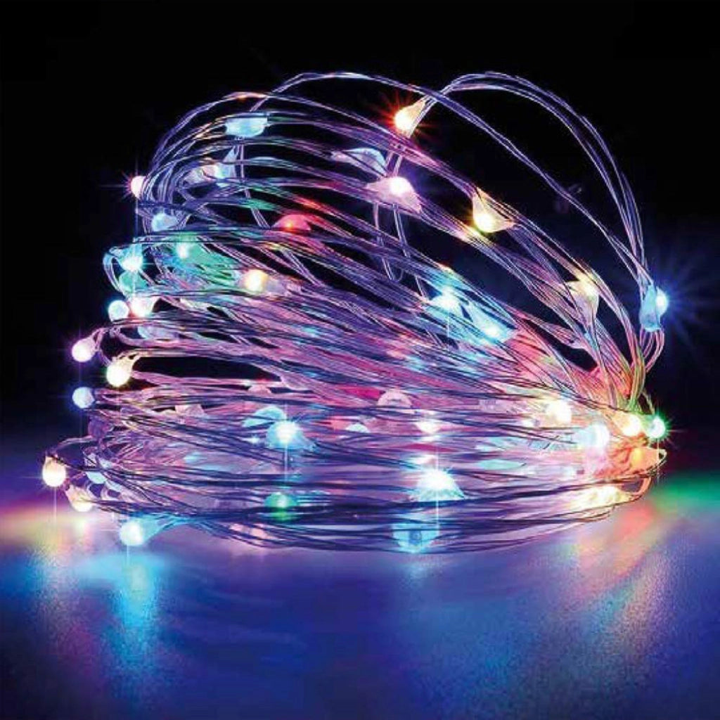 Catena luminosa led Natale filo rame 100 micro led batteria 10MT luce MULTICOLOR