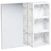 Mobiletto da bagno a parete con armadio a specchio effetto marmo bianco Finitura melaminica
