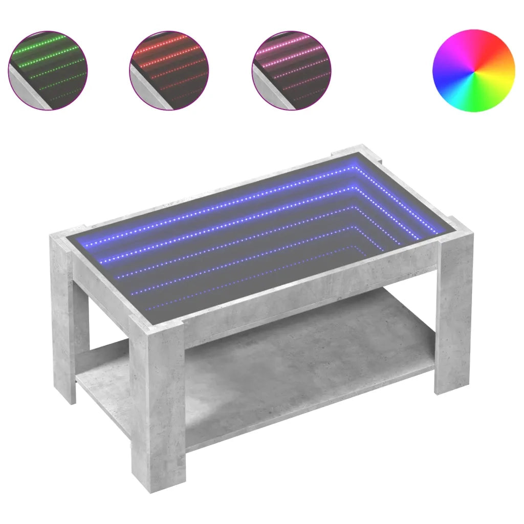 Tavolino salotto | Tavolino da caff¨¨ | Tavolino da Soggiorno con LED Grigio Cemento 93x53x45 cm Multistrato