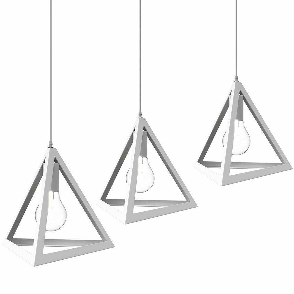 Trade Shop - Lampadario Lampada Sospensione Piramide 25cm Design Moderno Paralume Bianco -