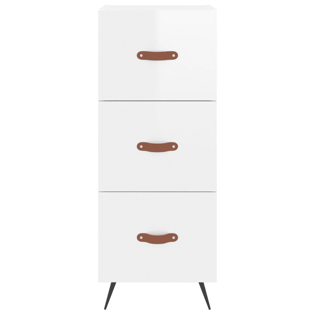 Credenza-Buffet-Armadio da cucina 34,5x34x180 cm in Legno Multistrato Bianco Lucido 755086