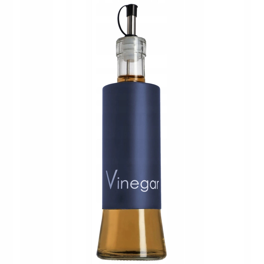 Bottiglia in vetro Kadax per aceto e olio d'oliva da 320 ml con dosatore, blu navy.
