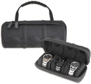 Harde reiskoffer con 3 compartimenti, spazio di stoccaggio orologio con chiusura a zip e organizzatore per uomo e donna, con cuscino anti-schizzo per orologi (nero)