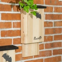 Set di 3 Casette per Pipistrelli in Legno di Abete per Esterni, 25x6x37.5 cm, Legno Naturale