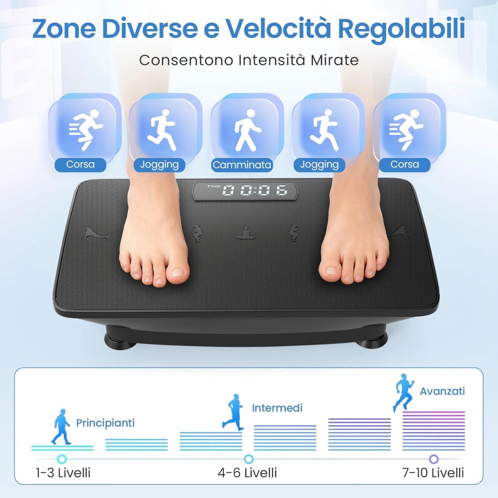 Pedana Vibrante per Casa, Piattaforma Fitness Oscillante con 10 Livelli di Velocità, Modalità Sensore di Gravità e Display LED, Pedana Oscillante per Gambe, Glutei e Addome