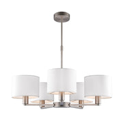 Lampadario 5 luci nichel opaco paralumi bianco E14