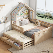 Letto a Soppalco con Cassetti e Sbarre ¨C MINIMAL ¨C Legno 140x200 Crema