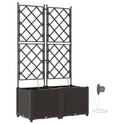 2 pz Fioriere | Cassetta per fiori | Vaso da giardino Marrone 80 x 40 x 142 cm Plastica
